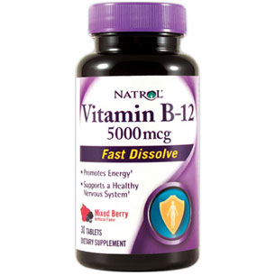 Natrol Vitamin B12 5000 mcg Fast Dissolve, 30 Tablets, Natrol