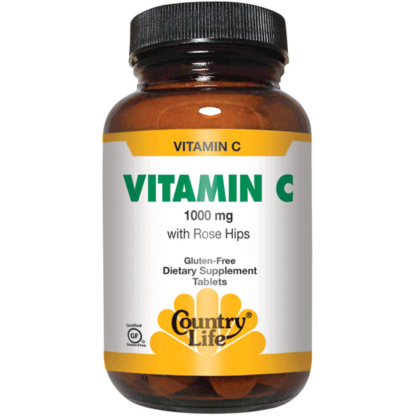 Country Life Vitamin C 1000 mg with Rose Hips, 250 Tablets, Country Life