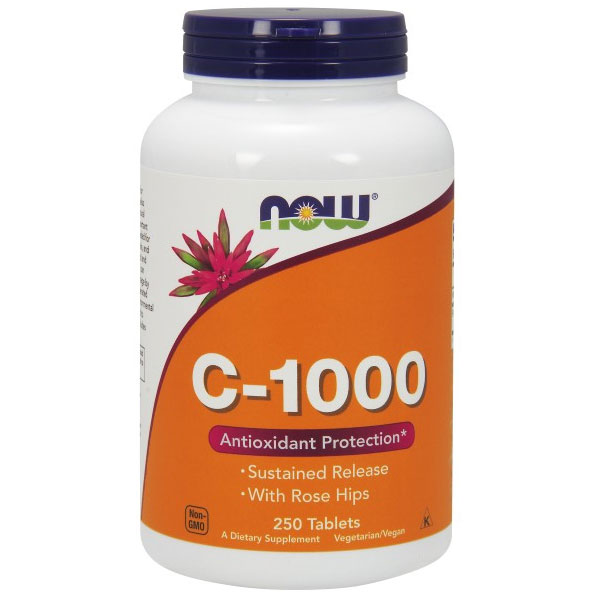 NOW Foods Vitamin C-1000 Time Released with Rose Hips 250 Tabs, NOW Foods
