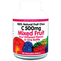 Natural Factors Vitamin C 500mg Mixed Fruit Chewable 90 Tablets, Natural Factors