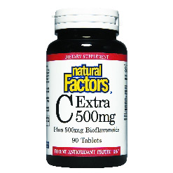 Natural Factors Vitamin C Extra 500 mg with Bioflavonoids 90 Tablets, Natural Factors
