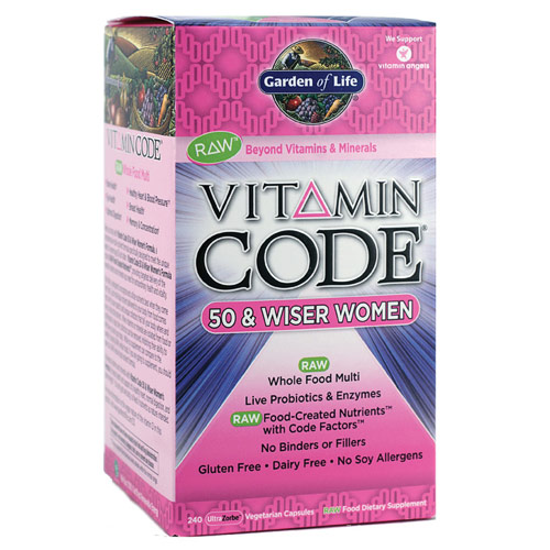 Garden of Life Vitamin Code, 50 & Wiser Women's Formula, 240 Veggie Caps, Garden of Life