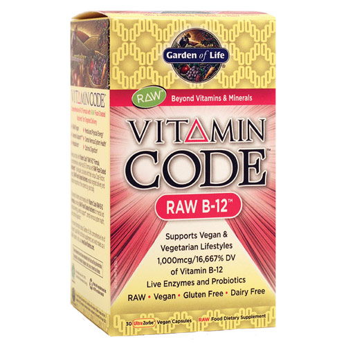 Garden of Life Vitamin Code, Raw B-12, 30 Veggie Caps, Garden of Life