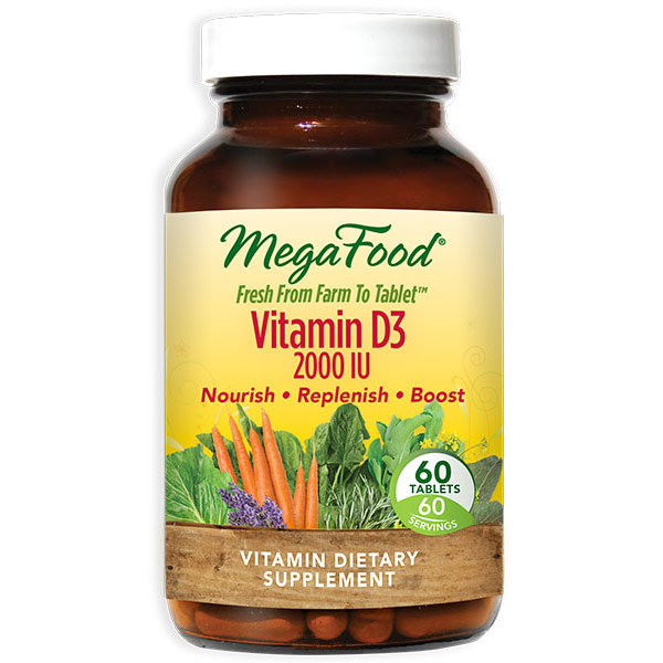 MegaFood DailyFoods Vitamin D-3 2000 IU, Whole Food, 60 Tablets, MegaFood