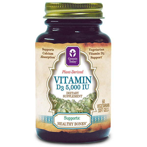 Genesis Today Vitamin D3 Plant-Derived, 60 Vegetarian Softgels, Genesis Today