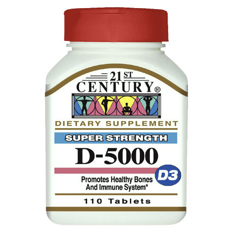 21st Century HealthCare Vitamin D 5000 IU Super Strength, 110 Tablets, 21st Century Health Care