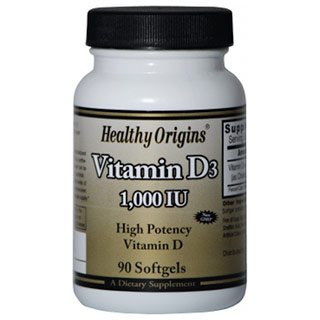 Healthy Origins Vitamin D3 1000 IU, 90 Softgels, Healthy Origins