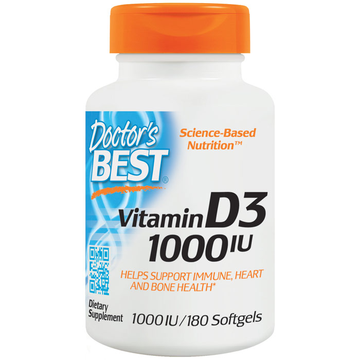 Doctor's Best Best Vitamin D3 1000 IU, 180 Softgels, Doctor's Best