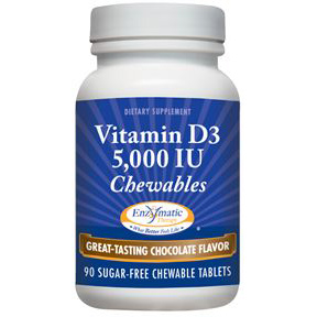 Enzymatic Therapy Vitamin D3 5,000 IU Chewables, Chocolate, 90 Chewable Tablets, Enzymatic Therapy