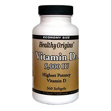 Healthy Origins Vitamin D3 5000IU, 120 Softgels, Healthy Origins