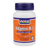 NOW Foods Vitamin D-3 5000 IU, 240 Softgels, NOW Foods