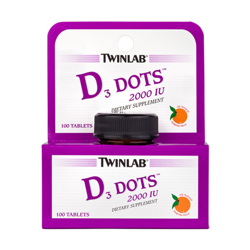 TwinLab Vitamin D3 Dots 2000 IU, Tangerine Flavor, 100 Tablets, TwinLab