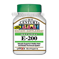 21st Century HealthCare Vitamin E 200 IU D-Alpha Natural 110 Softgels, 21st Century Health Care