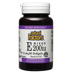 Natural Factors Vitamin E 200 IU Mixed (d-alpha tocopherol) 90 Softgels, Natural Factors