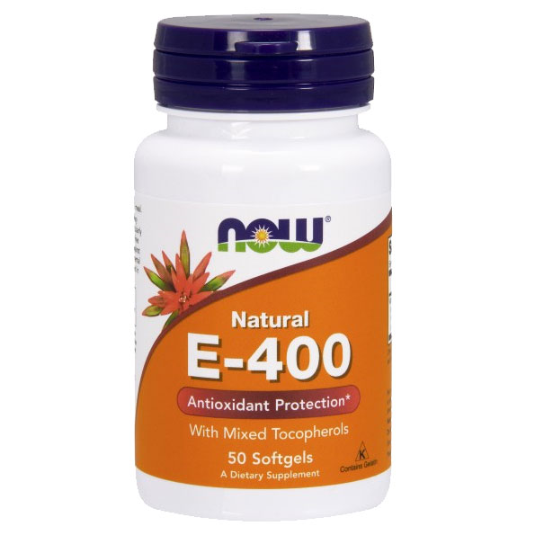 NOW Foods Vitamin E-400 Mixed Tocopherols 100% Natural, 50 Softgels, NOW Foods