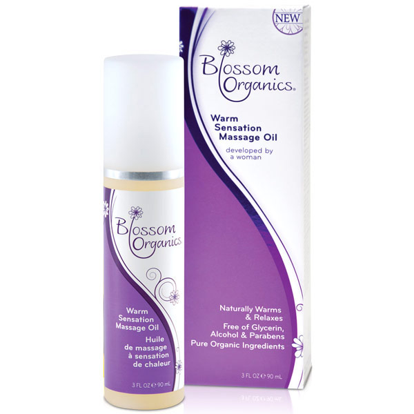 Blossom Organics Warm Sensation Massage Oil, Intimate Massage, 3 oz, Blossom Organics
