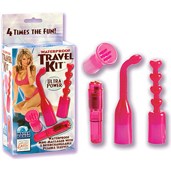California Exotic Novelties Waterproof Travel Kit with Mini-Massager - Pink, California Exotic Novelties