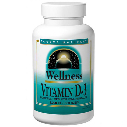 Source Naturals Wellness Vitamin D-3 2000 IU, 100 Softgels, Source Naturals