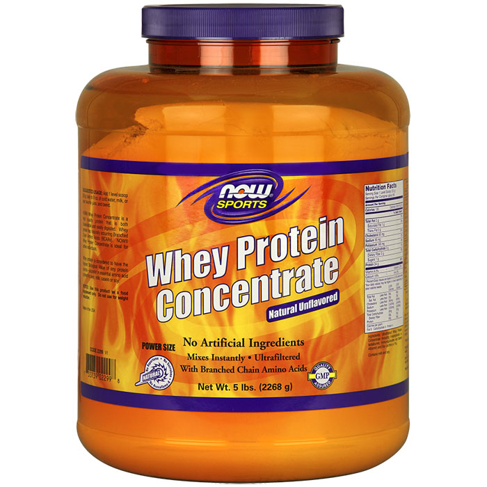 NOW Foods Whey Protein Concentrate, Natural Unflavored, Value Size, 5 lb, NOW Foods