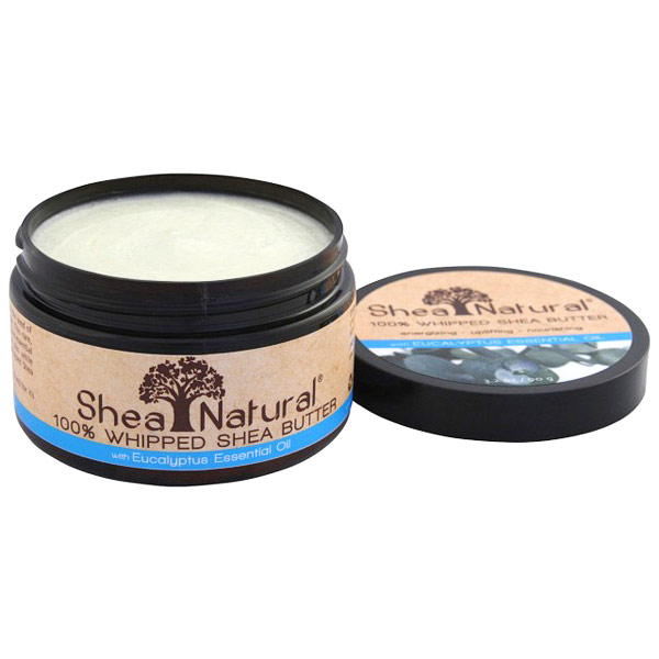 Shea Natural 100% Whipped Shea Butter with Eucalyptus Essential Oil, 3.2 oz, Shea Natural