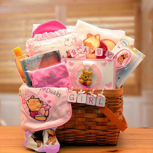 Elegant Gift Baskets Online Winnie The Pooh New Baby Gift Basket, Pink, Elegant Gift Baskets Online