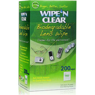 Wipe 'N Clear Wipe 'N Clear Biodegradable Lens Wipe, Anti-Streak, 200 Wipes (Great for Eyewear & Glass Screens)