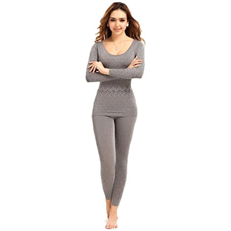 Relaxso Women's Bamboo Thermal Underwear Set, Bamboo Spantex Charcoal, Relaxso