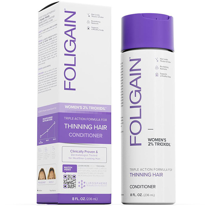 Womens Triple Action Conditioner for Thinning Hair with 2% Trioxidil, 8 oz, Foligain