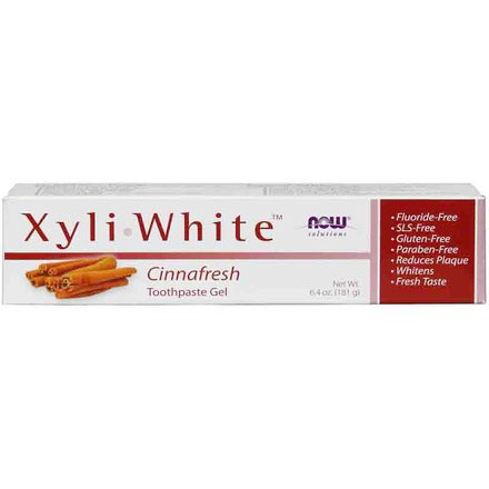 NOW Foods XyliWhite Cinnafresh Toothpaste Gel, with Xylitol, Fluoride-Free, 6.4 oz, NOW Foods