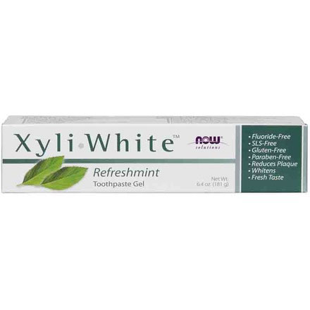 NOW Foods XyliWhite Refreshmint Toothpaste Gel, with Xylitol, Fluoride-Free, 6.4 oz, NOW Foods