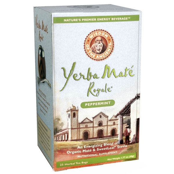 Wisdom Natural Brands Yerba Mate Royale Peppermint Herbal Tea, 25 Bags, Wisdom Natural Brands