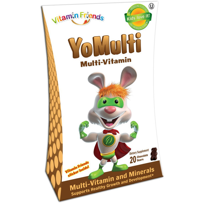 Vitamin Friends YoMulti Gummies, Multi-Vitamin & Minerals, Chocolate Yogurt, 20 Bears, Vitamin Friends
