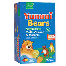 Yummi Bears, Hero Nutritionals Yummi Bears Vegetarian Multi-Vitamin & Mineral 90 bears from Hero Nutritionals
