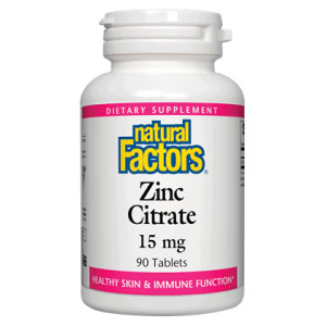 Natural Factors Zinc Citrate 15mg 90 Tablets, Natural Factors