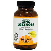 Country Life Zinc Lozenges 23 mg + Vitatmin C 120 Tablets, Country Life