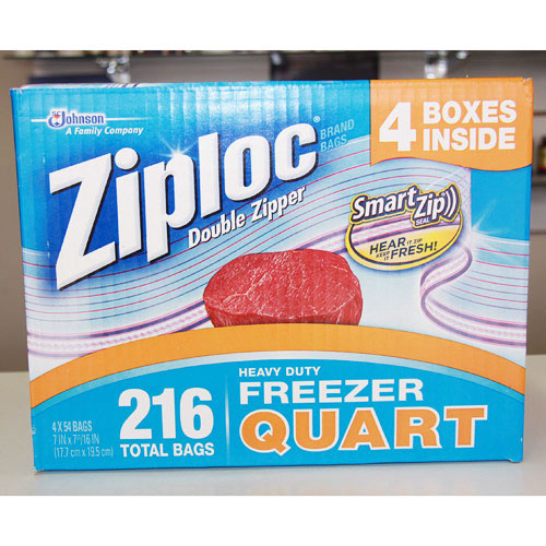 Ziploc Brand Ziploc Double Zipper Heavy Duty Freezer Quart Bags, 216 Bags